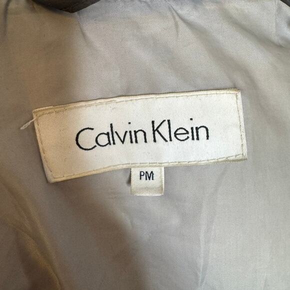 Calvin Klein Down Coat Long Puffer Jacket PM Faux Fur Hood Gray - Picture 6 of 9